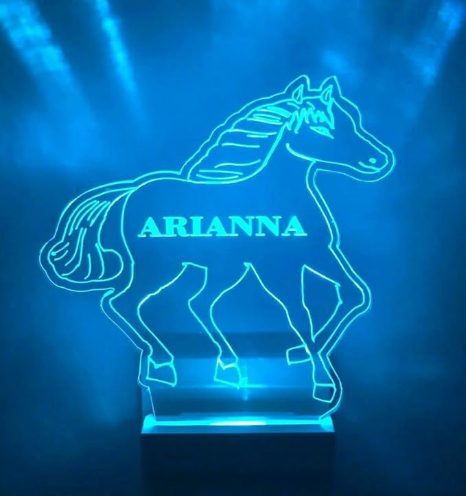 MIRROR MANIA Night Light Multi Color Personalized LED Plug-in, Ultra-Slim Touch Night Light Smart Dusk to Dawn Sensor, Kids Children's Bedroom Kitchen Bathroom Hallway Play Room Variations (Horse)