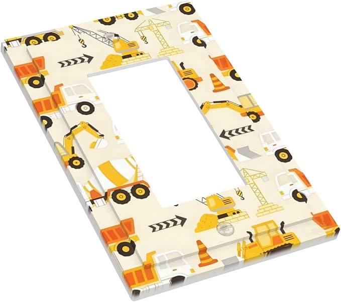 Decorative Outlet Covers Construction Vehicle Yellow Trucks Diggers 1 Gang Rocker Light Switch Cover Plate Single Wall Plates for Electrical Switch Plate Covers Faceplate for Home Decor