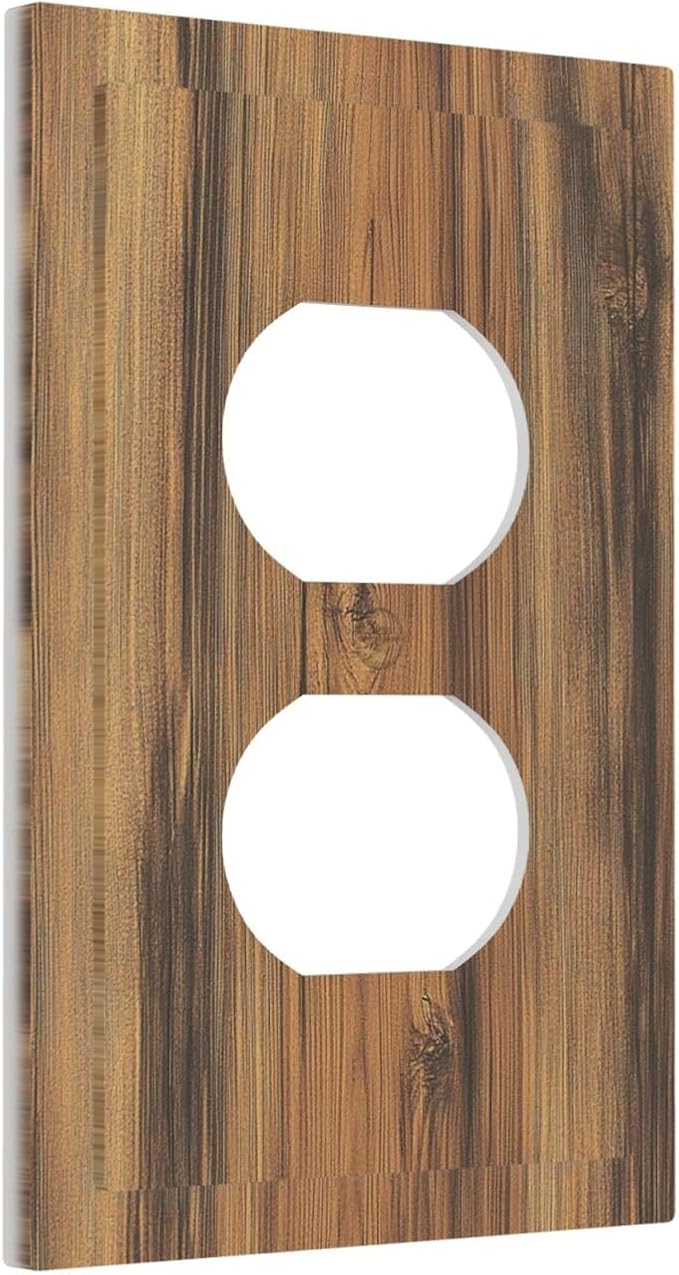 Outlet Covers Vintage Rustic Country Brown Wood 1 Gang Duplex Light Switch Cover Decorative Switch Plates Electrical Receptacle Faceplate Wall Plate For Farmhouse Cabin Decor