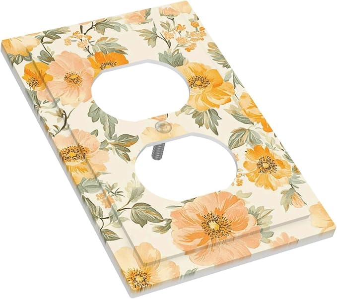 Outlet Covers Vintage Floral Pastel Flower Pattern 1 Gang Duplex Light Switch Cover Plate Decorative Switch Plate Covers Electrical Socket Cover for Bedroom Cabin Decor