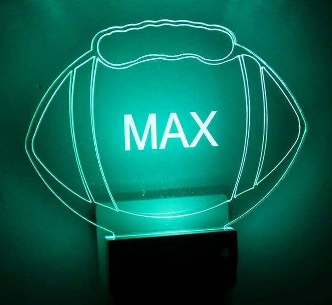 MIRROR MANIA Night Light Multi Color Personalized LED Plug-in, Ultra-Slim Touch Night Light Smart Dusk to Dawn Sensor, Kids Children's Bedroom Kitchen Bathroom Hallway Play Room Variations (Football)