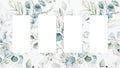 Watercolor Spring Eucalyptus Green Saga Leaves Plant Nature Botanical Floral 4 Gang Quad Device Screwless Decorator GFCI/Rocker Wall Plate Light Switch Dimmer Receptacle Outlet Cover Standard Size
