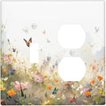 Wildflowers Watercolor Floral Colorful Butterfly Wallplates 1 Toggle 1 Duplex Switch Plate Electrical GFCI Faceplate Decorative Light Switch Covers for Farmhouse Bed Room Decor