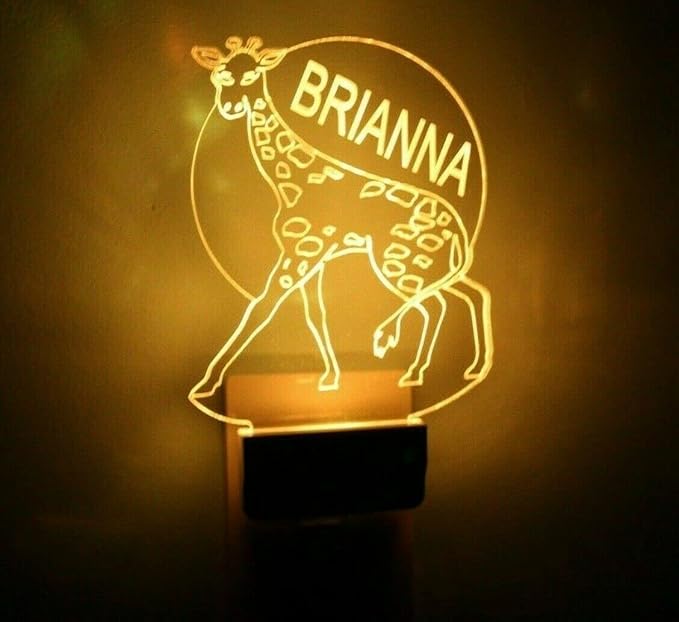 MIRROR MANIA Night Light Multi Color Personalized LED Plug-in, Ultra-Slim Touch Night Light Smart Dusk to Dawn Sensor, Kids Children's Bedroom Kitchen Bathroom Hallway Play Room Variations (Giraffe)