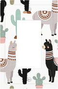 Playful Llamas & Cactuses Desert Pattern Single Rocker Switch Cover - 1-Gang Standard US Size Bohemian Desert Animals Light Switch Covers for Boys & Girls Bedroom Playroom Decor