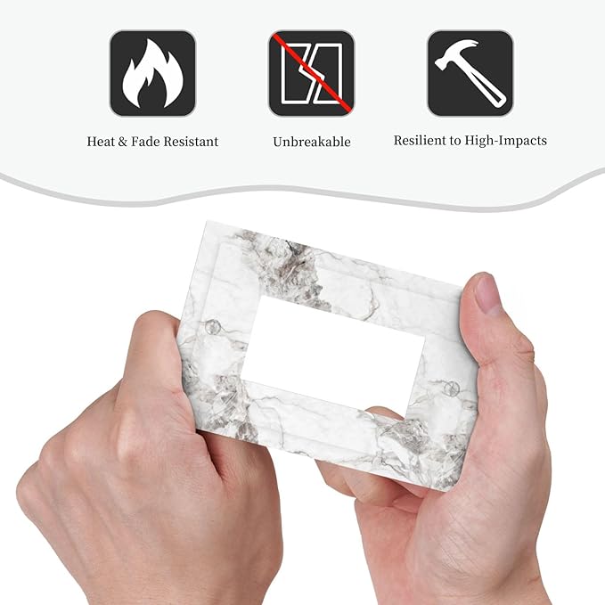 White And Gray Marble Patterns Texture Abstract Print Decorative Outlet Covers 1 Gang Single Rocker Light Switch Cover Plate Wall Plates GFCI Faceplate for Bathroom Kitchen Decor