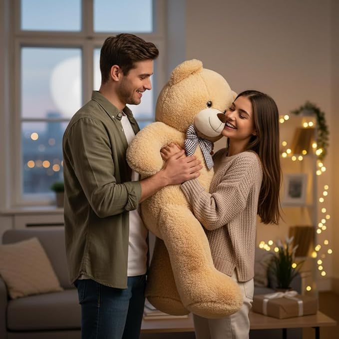MorisMos Giant Teddy Bear 4 Feet, Cute Big Huge Bear Stuffed Animal 47inch, Classic Teddy Bear Plush Gift for Baby Shower Decorations, Party,Birthday,Valentines Day, Brown