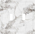 White And Gray Marble Patterns Texture Abstract Print Decorative Switch Plates 2 Gang Double Toggle Outlet Light Switch Cover Wall Plate Electrical Faceplate for Bathroom Kitchen Decor