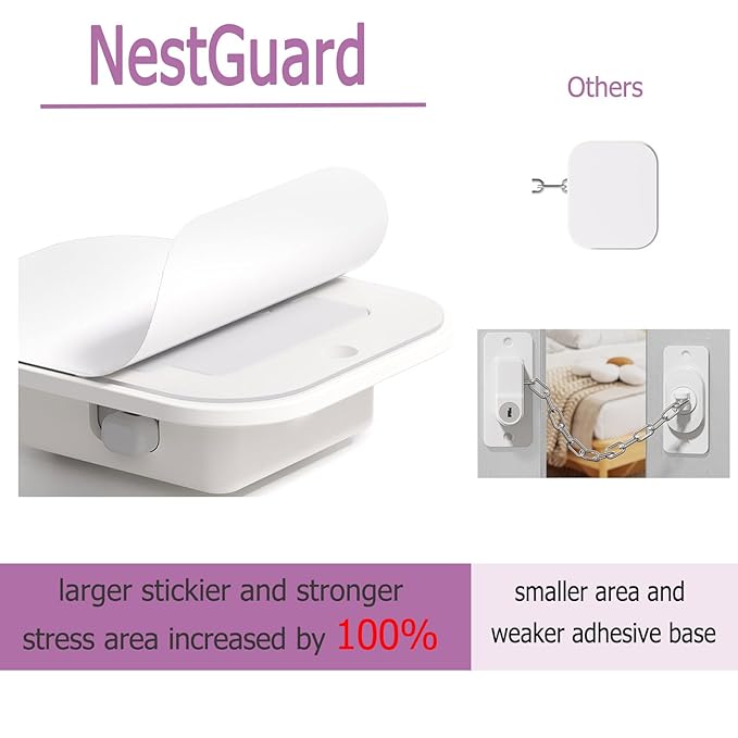 Child Proof Door Lock with Adjustable Strap, Cat Door Latch 3M Adhesive Safety Locks for Baby, Dementia & Pets, No Tools Needed 1 Pack