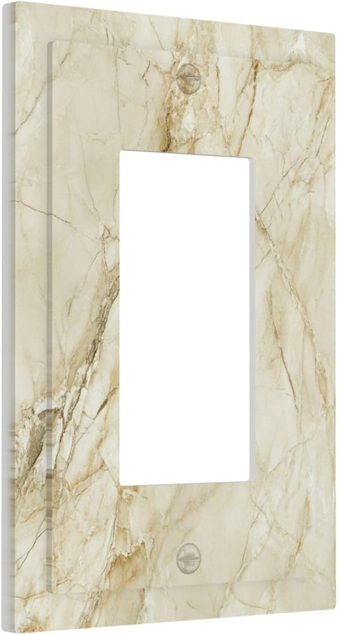 Outlet Covers Creamy Beige Marble Abstract Minimalism 1 Gang Single Rocker Light Switch Cover Plate Decorative GFCI Wallplates Socket Cover Electrical Switch Plate Covers for Bathroom Home