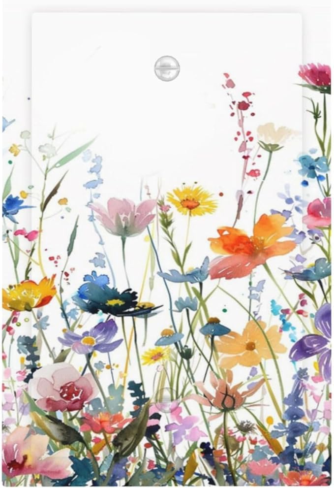 Watercolor Wildflowers Colorful Floral Plant Light Switch Cover Plate 1 Gang No Device Blank Electrical Wall Plates Faceplate Decorative Switch Plate Covers for Bedroom Living Room Decor