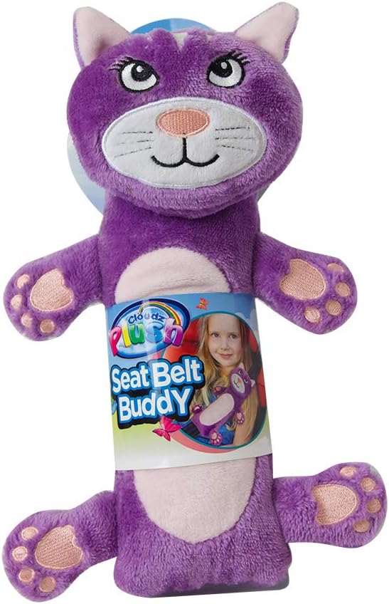 Cloudz Kids Super Soft N' Cuddly Seat Belt Buddy XL Travel Pillow. Keep Your Kids Comfy and Supported at Home or On The Go! - Cat