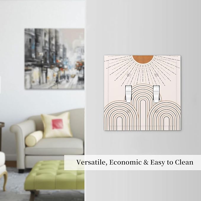 Decorative Light Switch Plate Covers Mid Century Gold Sun Minimalist Arch Line Castle 2 Gang Wall Plate Double Toggle Switch Cover Plate Electric Dual Device Electrical Faceplate