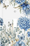 Decorative Light Switch Plate Covers Boho Blue Flowers Rustic Beige Butterfly Leaves 1 Gang Wall Plate Single Toggle Switch Cover Plate Jumbo Electrical Switchplate Receptacle Faceplate