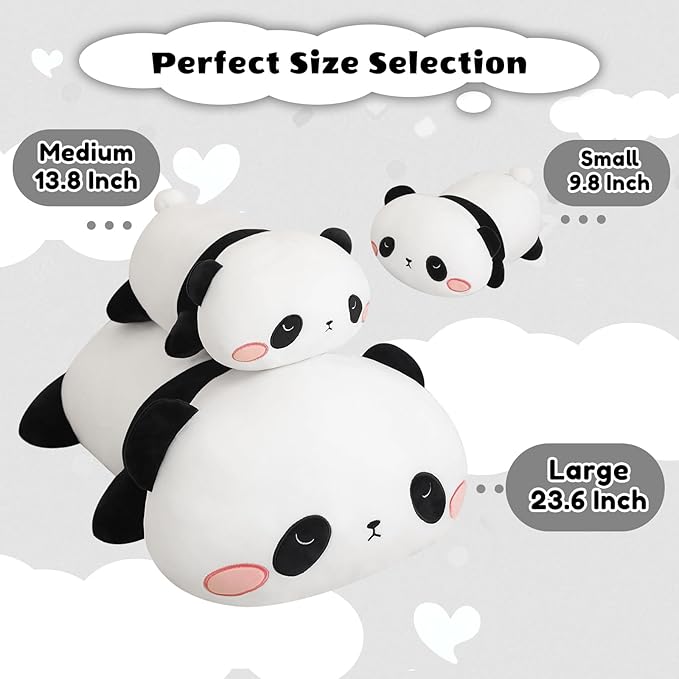 Finebee Weighted Panda Stuffed Animals, Cute Weighted Panda Plush, Soft Stuffed Weighted Plushie Pillow Gifts for Girls Boys(13.8" 1.6Lbs)