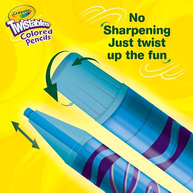 Crayola Twistables Colored Pencils Set 65 pieces (25 pencils + 40 paper sheets), Kids Drawing Kit, Portable Art Case, Kids Colored Pencils, Coloring Supplies, Gifts.