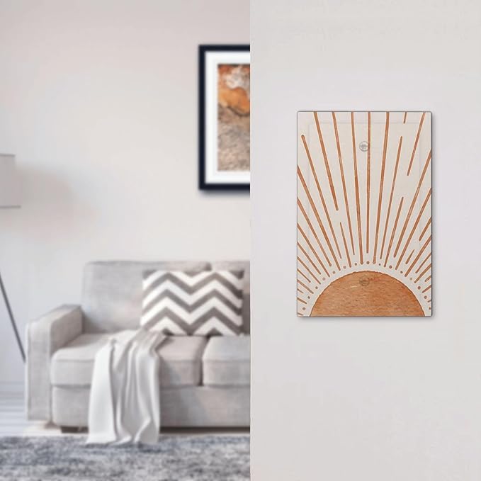 1-Gang Electric No Device Blank Wallplate Boho Orange Vintage 70s 60s Beige Sunrise Sunset Mid Century Minimalist Abstract Art 50s Sun Jumbo Size Outlet Light Switch Decorative Face Switchplate Cover
