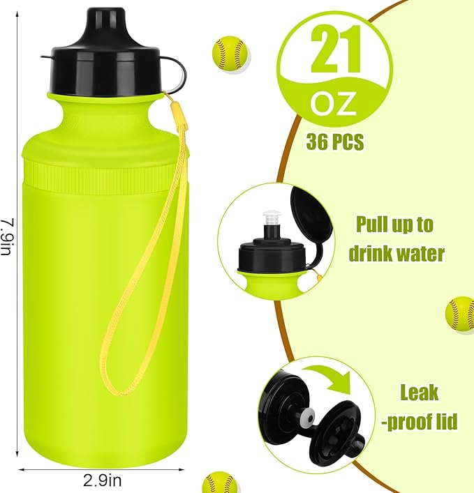 Zubebe 36 Pcs Sports Water Bottles Bulk Squeeze Reusable Bpa-free Plastic Water Bottles End of the Year Gifts Summer Gifts for Students School Travel Hiking Cycling Event Team Gift