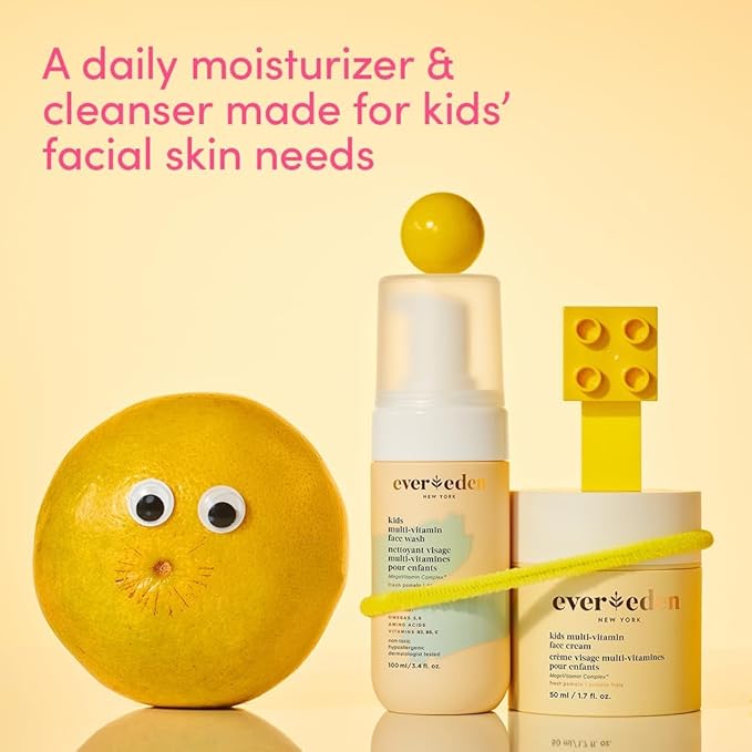 Evereden Kids Travel Essentials Set: Clean & Vegan 5-Piece Skin Care Set for Kids | Body Wash, Lotion, Face Wash, Cream, 2-in-1 Shampoo & Conditioner | TSA-approved | Travel Size Toiletries