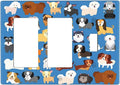 Cute Animal Dogs Puppy Decorative Outlet Cover 2 Rocker 1 Toggle Light Switch Plate Cover Electricity Receptacles Plates For Home Kitchen Living Bedroom 6.4 * 4.5