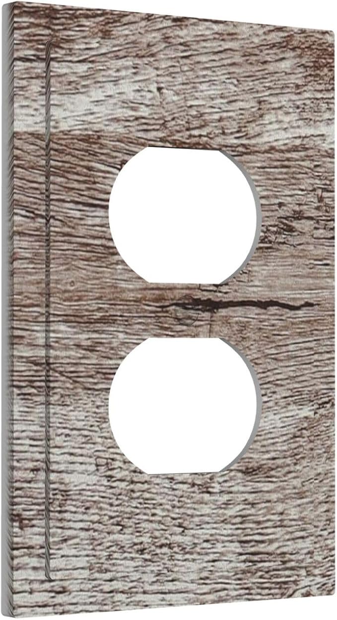 Outlet Covers Rustic Dark Grey Wood Plank Vintage Texture 1 Gang Duplex Light Switch Cover Plate Decorative Wall Plates Socket Cover Electrical Switchplate for Farmhouse Home Decor