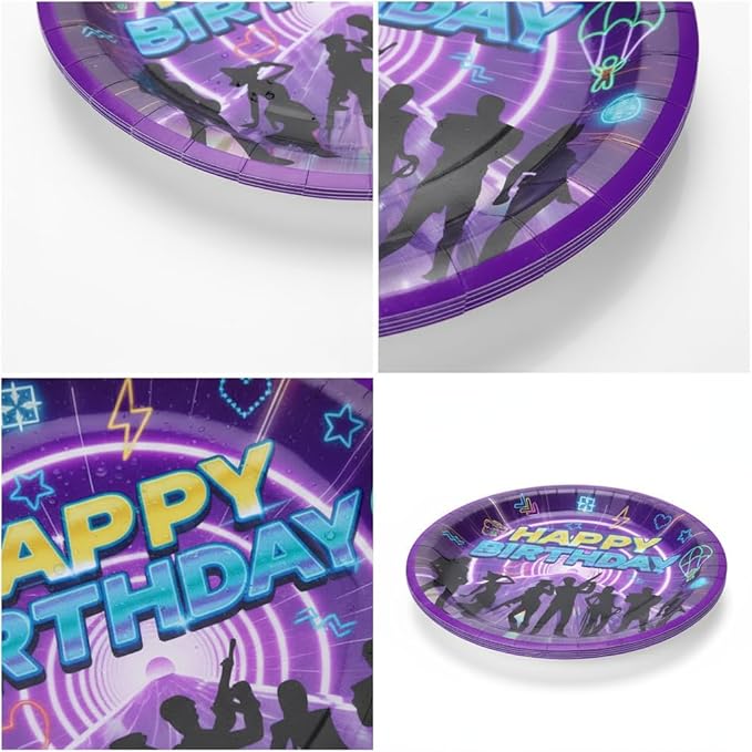Video Game Party Supplies for Kids Child Themed Birthday Party,Game Theme Birthday Decorations Disposable Tableware Set With Plates, Cups, Napkins & Cutlery for 24 Guests
