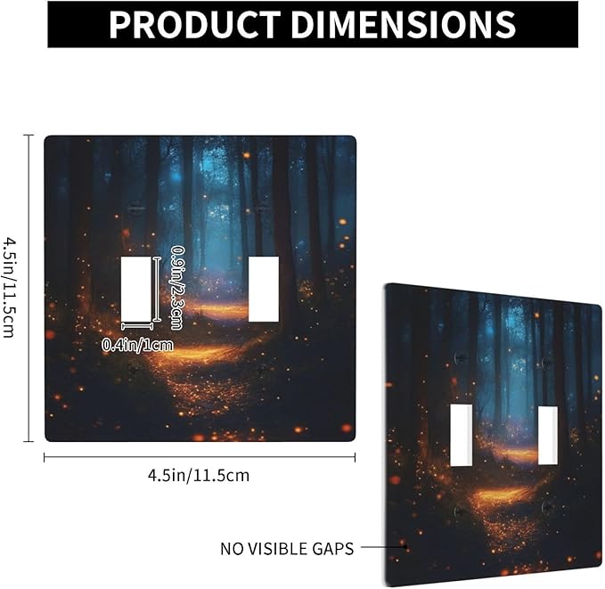 Decorative Art Light Switch Covers Enchanted Glowing Forest 2 Gang Double Toggle Wall Plate Decorative Switchcover Electrical Switchplate for Home Decor