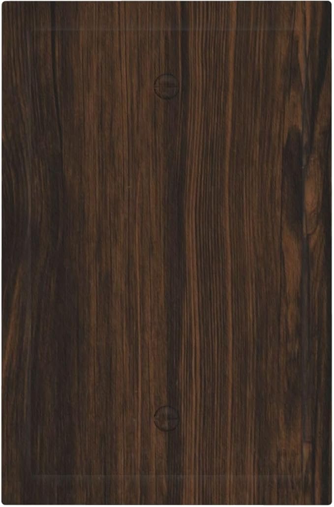 Light Switch Cover Plate Dark Brown Wood Grain Rustic Country Wooden 1 Gang Blank No Device Decorative Outlet Covers Electrical Wall Plate Switchplate for Farmhouse Home Decor