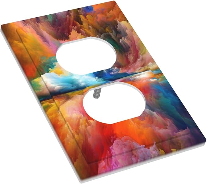 Light Switch Cover Plate Iridescent Abstract Colorful Clouds 1 Gang Duplex Outlet Covers Rainbow Decorative Switch plate Electrical Wall Plates Receptacle Cover for Bathroom Home Decor