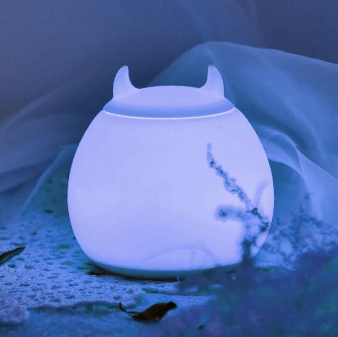 Portable Silicone LED Cartoon Night Light for Kids USB Rechargeable, Warm/White Light, 7-Color Changeable Light, Cute Children Night Lamp for Baby, Bedroom and Nursery (Devil)
