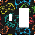 Gaming Hippie Gamer Modern Gamepad Colorful Graffiti Outlet Covers 1 Toggle 1 Rocker Combination Decorative Wall Plate Electrical Switch Plates Light Switch Cover Plate for Kids Room Nursery Decor