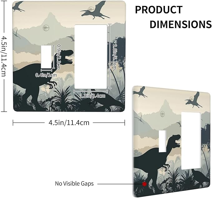 Outlet Covers Prehistoric World Dinosaur Cartoon Fores 1 Toggle 1 Rocker Combination Decorative Wall Plate Electrical Switch Plates Light Switch Cover Plate for Kids Room Nursery Decor