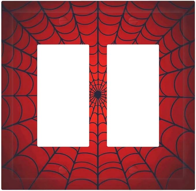 Red Spider Web Black Line Simplicity Decorative Outlet Covers 2 Gang Double Gfci Rocker Electrical Wall Panels Light Switch Cover Plate For Kids Room Home Decor