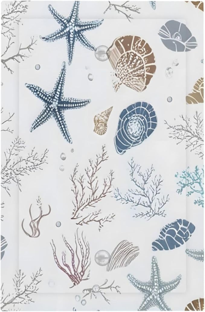 Ocean Starfish Seashells Nautical Coastal Sea Coral Light Switch Cover Plate 1 Gang No Device Blank Electrical Wall Plates Faceplate Decorative Switch Plate for Kids Room Nursery Decor