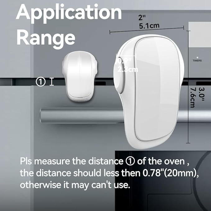 EUDEMON Child Safety Heat-Resistant Oven Door Lock, Oven Front Lock for Kids Easy to Install, Use Adhesive,No Screws or Drill (1 Pack,White)(ONLY for Flat Surface)