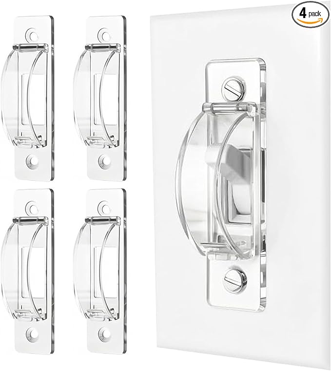 Light Switch Guard, 4 Pack Clear Light Switch Lock, Light Switch Cover Guard, Child Proof Light switch cover, Prevent Children and Adults from Accidentally Turning Your Lights on or off