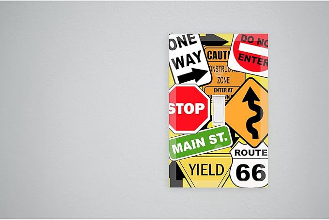 Cool Light Switch Plate Cover for Teens Room Fun Novelty Gift Decorative Decor Bedroom (Road Sign)