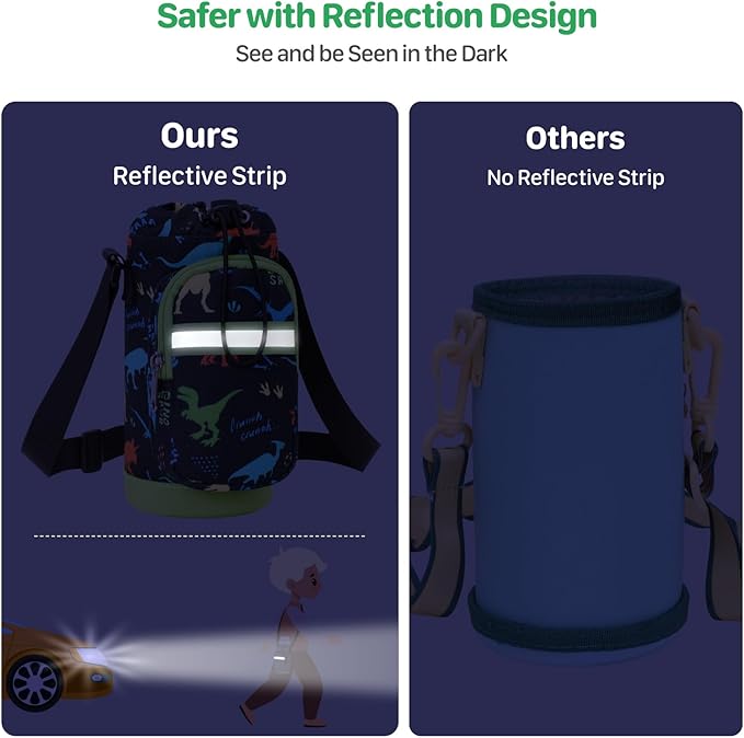 Water Bottle Carrier for Kids - Water Bottle Holder with Strap, Boys Girls Water Bottle Sling Bag for 10/12/14/16/18Oz Water Bottles Walking Hiking Camping