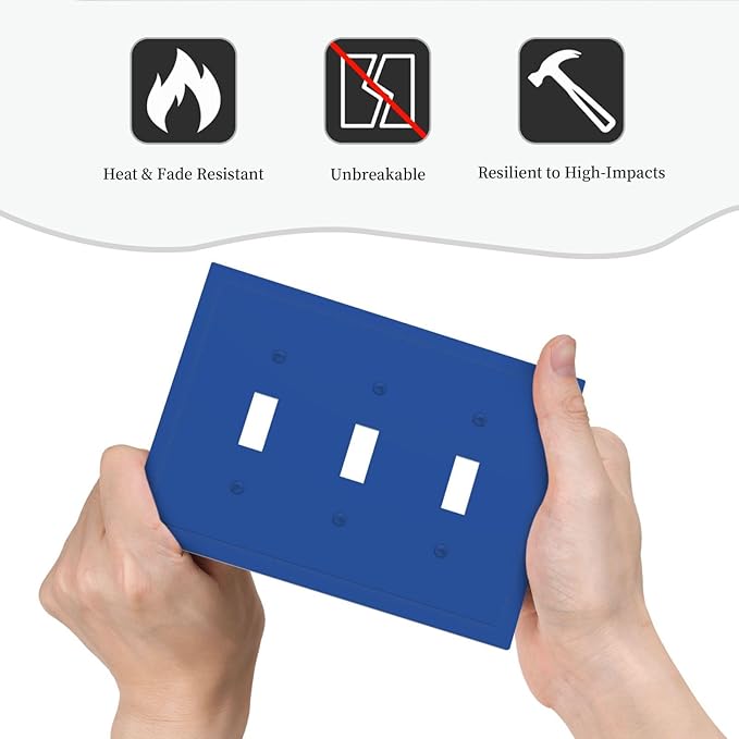Blue 3 Gang Light Switch Plate Decorative Triple Toggle Wall Plate Cover Electrical Faceplate Switch Face Plate