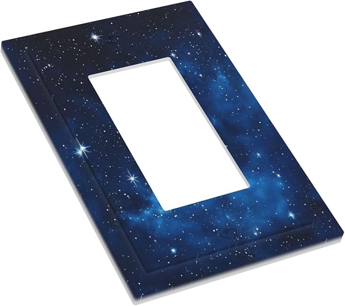 Outlet Covers Galaxy Starry Sky Universe Sparkle Stars 1 Gang Single Rocker Light Switch Cover Plate Decorative GFCI Wallplates Socket Cover Electrical Switch Plate Covers for Bathroom Bedroom