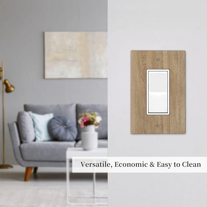 Decorative Outlet Covers Light Brown Wood Grain 1 Gang Single Rocker Light Switch Cover Plate GFCI Wall Plates Electrical Switch Plate Cover for Farmhouse Cabin Decor