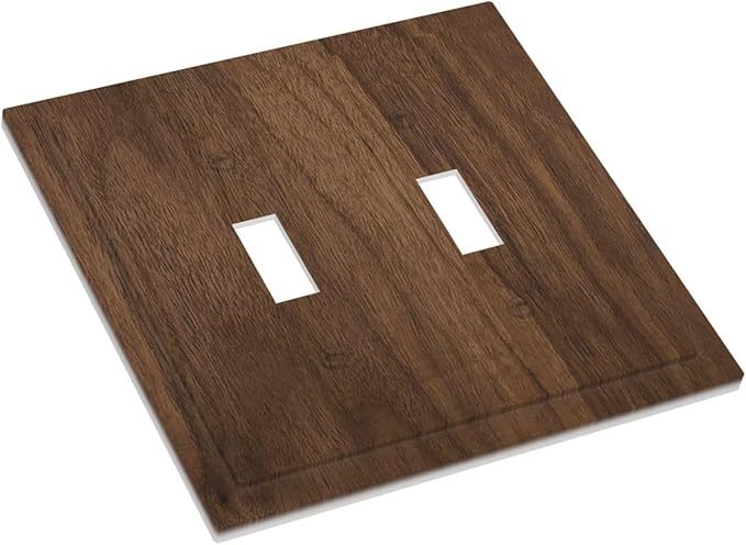 Decorative Switch Plate Covers Dark Brown Wood Grain 2 Gang Double Toggle Light Switch Cover Plate Electrical Wall Plate Outlet Cover Outlet Light Switch Cover for Farmhouse Cabin Decor