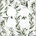 Green Leaf Olive Leaf Sage Floral Outlet Covers 2 Gang Double Duplex Decorative Light Switch Covers Electrical Wallplates Socket Faceplate for Bedroom Living Room Decor