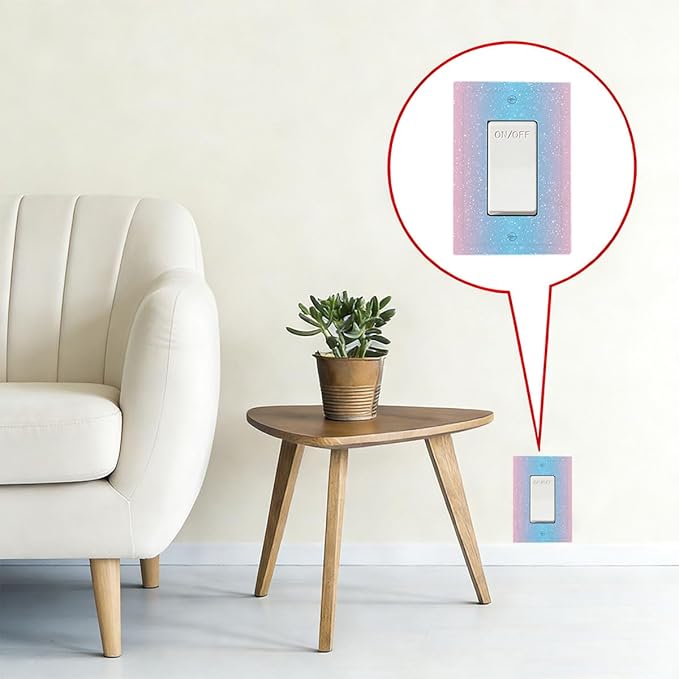 Pastel Galaxy Single Rocker Switch Cover - 1-Gang Standard US Size Pink & Blue Sparkle Light Switch Covers, Dreamy Pastel Stars for Girls Room Decor