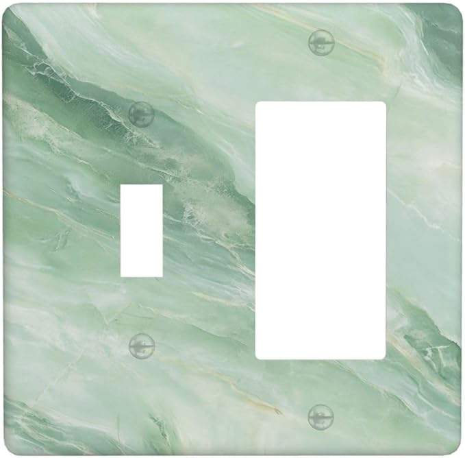 Light Switch Cover Green Marble Luxury Abstract 2 Gang Toggle Rocker Combo Socket Cover Wall Plates Decorative Switch Plates and Outlet Covers for Bathroom Bedroom Decor