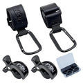 4-Pack Stroller Organizer: 2 Universal Pram Clips with 2 Stroller Hooks | Convenient Travel & Shopping Essentials for Baby Carriage - Black