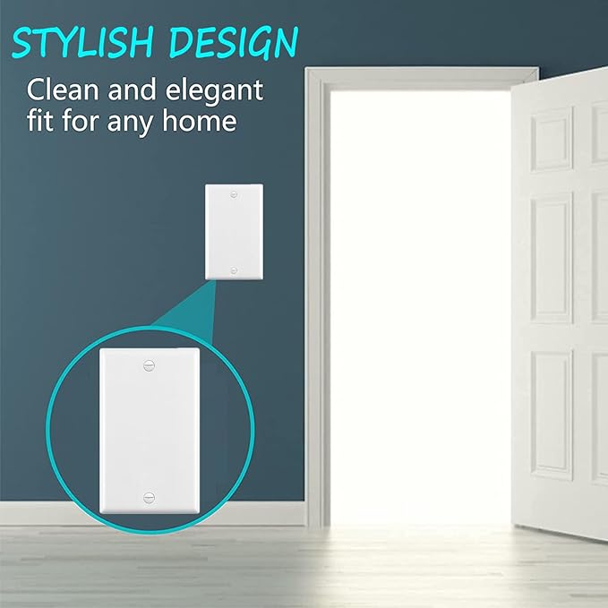 12-Pack,No Device Blank Wall plate,Standard Size 1-Gang 4.50" x 2.76",Unbreakable Polycarbonate Thermoplastic,Blank Box Mounted Plastic Wall plate,UL Listed,Glossy White