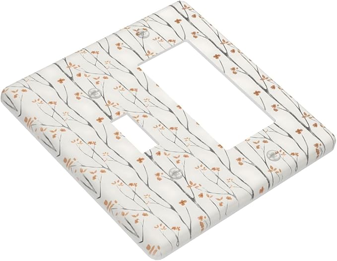 Boho Floral Watercolor Tree Branch Flower Minimalist Outlet Covers 1 Toggle 1 Rocker Combination Decorative Wall Plate Electrical Switch Plates Light Switch Cover Plate for Bedroom Living Room Decor