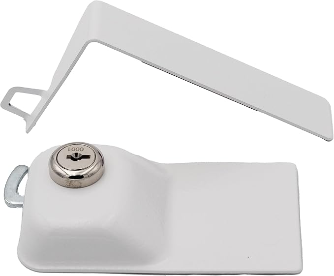 Child Proof Fridge Lock with Key | 100% Metal Refrigerator Lock for Toddlers & Kids | 400 lbf 3M Adhesive No-Drill | Baby Safety Freezer Cabinet Lock (1 Pack, White)