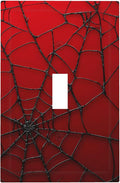 Red Spider Web 1-Gang Toggle Light Switch Plate, Hero Theme Cartoon Wall Plate for Boys Bedroom, Playroom, Game Room & Man Cave
